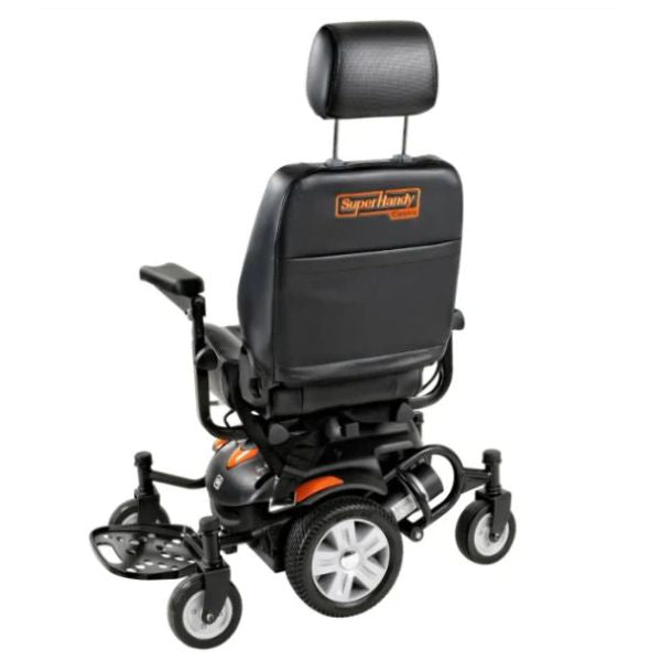 Superhandy GoRide CRX power wheelchair with &#39;Superhandy&#39; branding on a white background