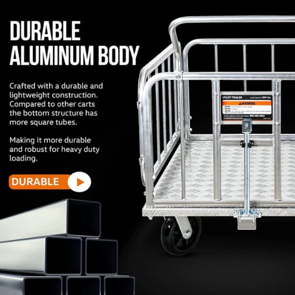 SuperHandy Platform Truck &amp; Heavy-Duty Utility Cart with durable aluminum body on a black background