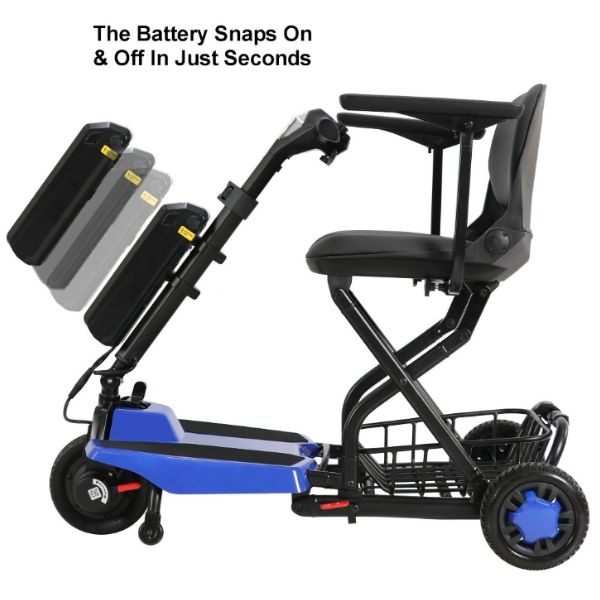 Super Light Flight Folding Travel Scooter Showing the how the Battery Snaps