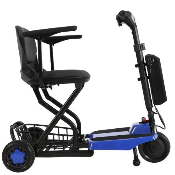 Super Light Flight Folding Travel Scooter in Blue Right Side View