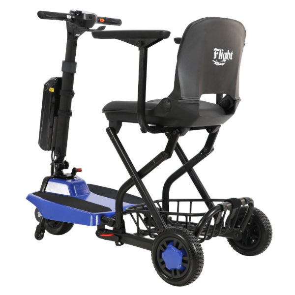Super Light Flight Folding Travel Scooter in Blue Left Angle View