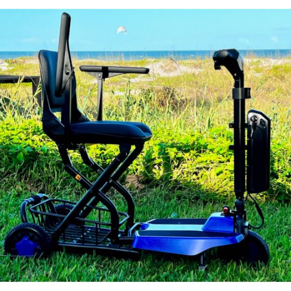 Super Light Flight Folding Travel Scooter Showing the Flipped Arm Rest