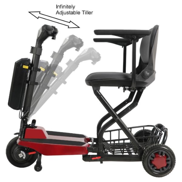 Super Light Flight Folding Travel Scooter Showing the Adjustable Tiller