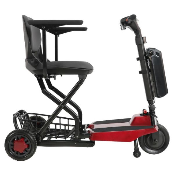 Super Light Flight Folding Travel Scooter in Red Right Side View