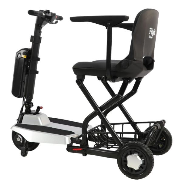 Super Light Flight Folding Travel Scooter in Silver Left Angle View
