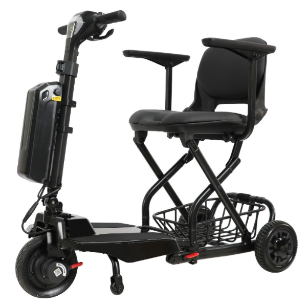 Super Light Flight Folding Travel Scooter in Silver Left Angle View