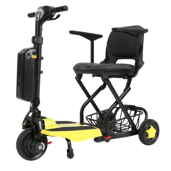 Super Light Flight Folding Travel Scooter in Yellow Left Angle View
