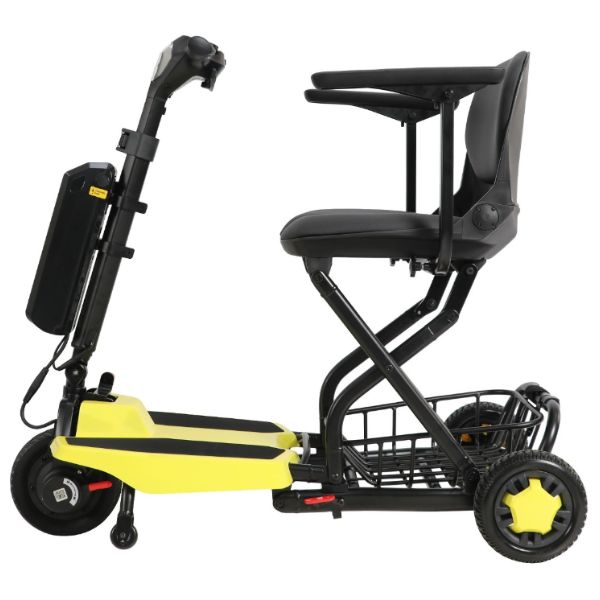 Super Light Flight Folding Travel Scooter in Yellow Left Side View