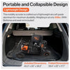 Superhandy Explorer Heavy-Duty Mobility Scooter in a car trunk with text about its lightweight design and dimensions.