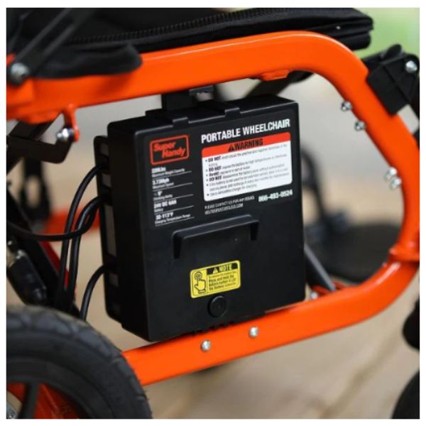 Superhandy GoRide Folding Electric Wheelchair Battery Close Up View