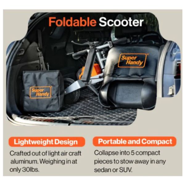 Superhandy Passport Plus Folding Mobility Scooter Portable Inside the Trunk