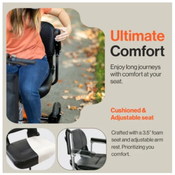 Superhandy Passport Plus Folding Mobility Scooter Adjustable Seat