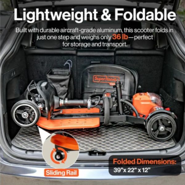 Superhandy Passport Prime Folding Mobility Scooter Inside the Trunk