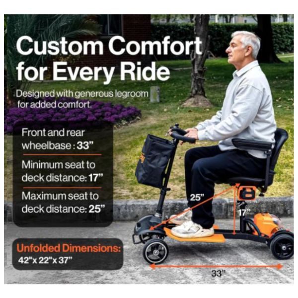 Superhandy Passport Prime Folding Mobility Scooter Being Used by a Man Outdoor