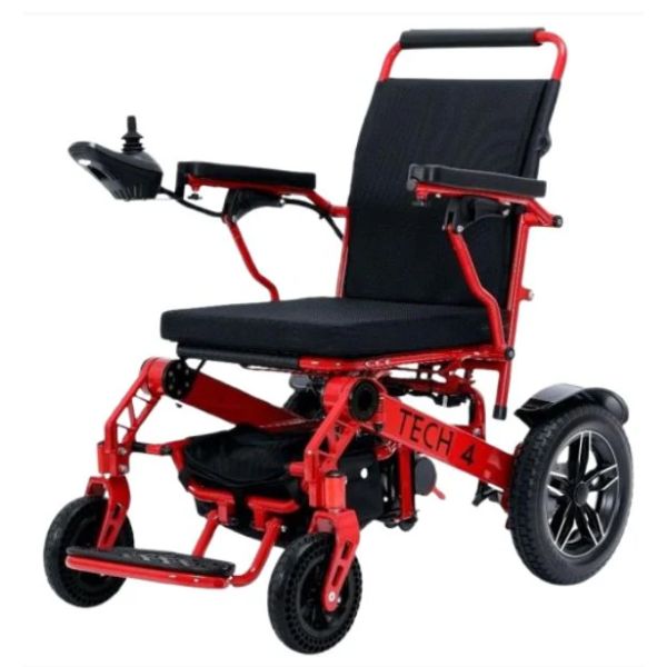 Tech 4 Remote Control Folding Power Wheelchair in Red