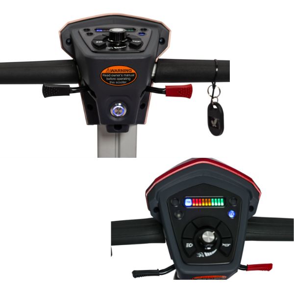 EV Rider Transport 4M Mobility Scooter Handlebars and Control Buttons