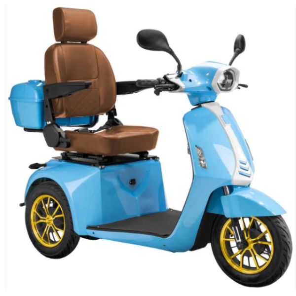 Bespoke Elite 3-wheel Heavy Duty Scooter with Brown Seat and Yellow Rim Wheel