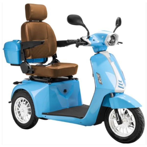 Bespoke Elite 3-wheel Heavy Duty Scooter with Brown Seat and White Rim Wheel