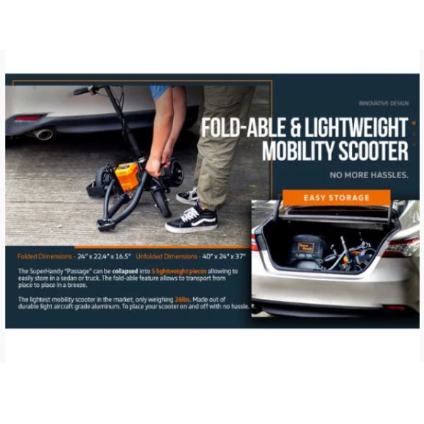 Superhandy Passport Lightweight Folding Mobility Scooter Foldable