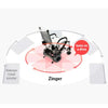 Journey Zinger Portable Folding Power Wheelchair Turning Radius Shown
