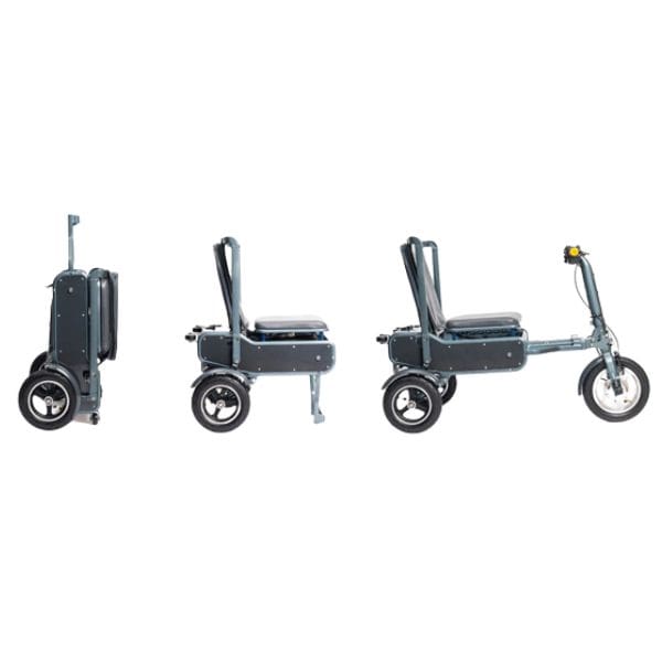 eFOLDi Explorer Ultra Lightweight Mobility Scooter Being Folded into a Suitcase Step by Step