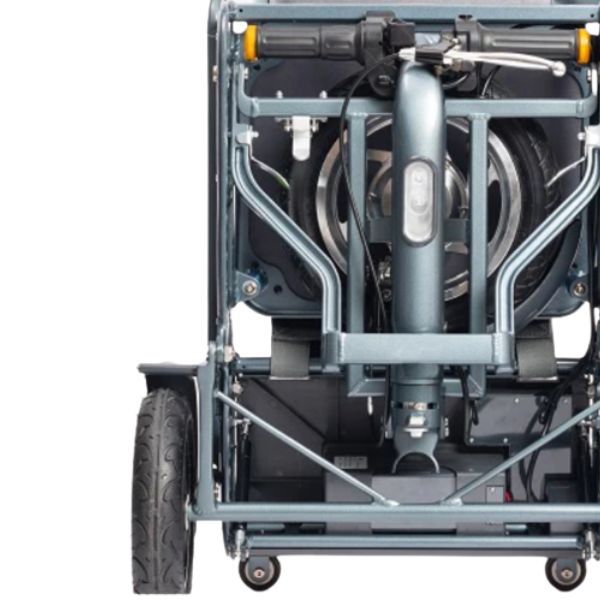 eFOLDi Explorer Ultra Lightweight Mobility Scooter Folded into a Suitcase Bottom View Zoomed In