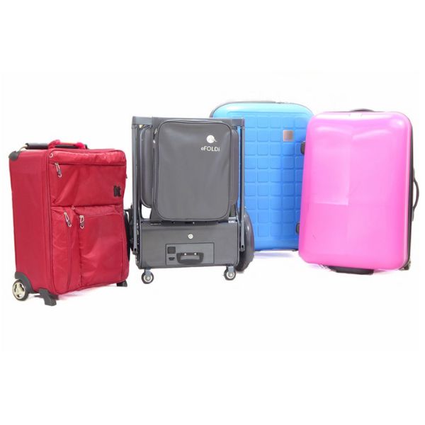 eFOLDi Explorer Ultra Lightweight Mobility Scooter Folded into Suitcase compared to real suitcases