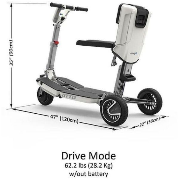 Atto Folding Mobility Scooter Back Left Side View