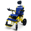 ComfyGo IQ-8000 Limited Edition Folding Power Wheelchair Yellow Blue Front Left Side View