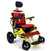 ComfyGo IQ-8000 Limited Edition Folding Power Wheelchair Yellow Red Front Right Side View