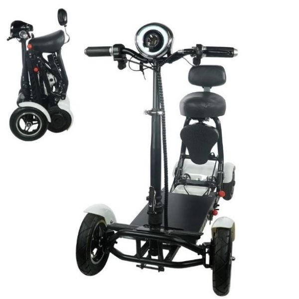 ComfyGo MS 3000 Foldable Mobility Scooter Silver Folded and Unfolded View
