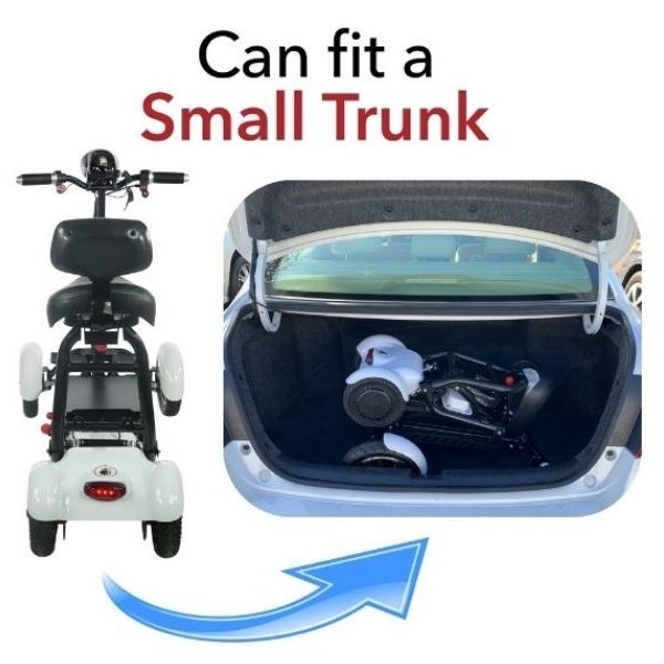 ComfyGo MS 3000 Foldable Mobility Scooter White Car Fit Small Trunk View