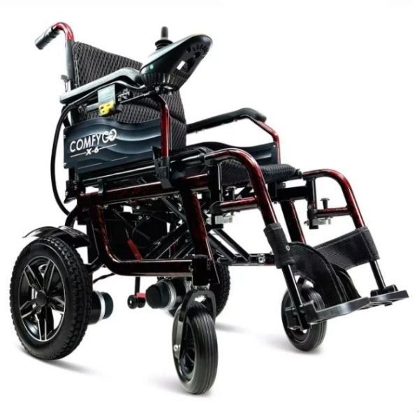 ComfyGo X-6 Lightweight Electric Wheelchair Red Front Right Side View