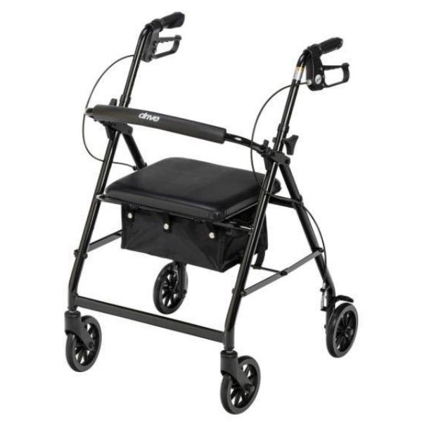 Drive Medical Folding Rollator Black Front Left Side View