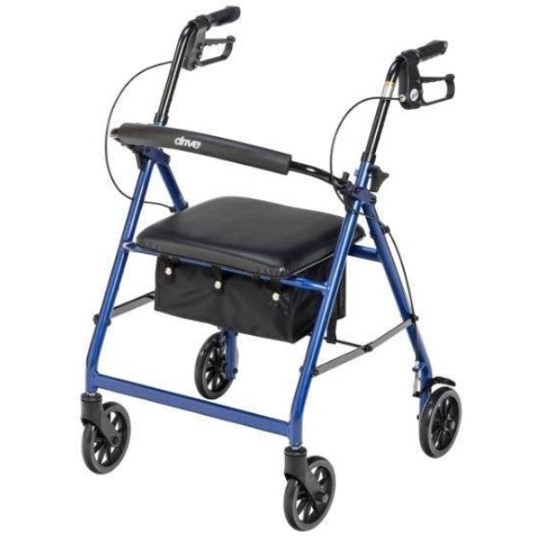 Drive Medical Folding Rollator Blue Front Left Side View