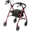 Drive Medical Folding Rollator Red Back Left Side View