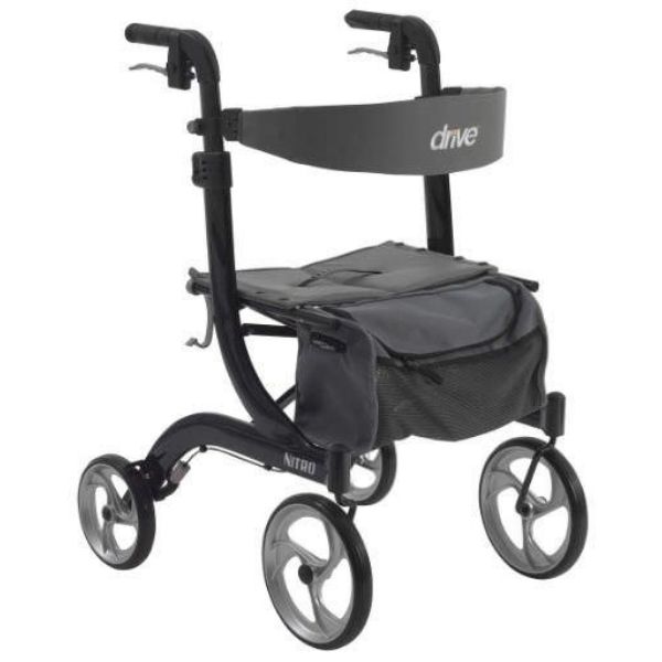 Drive Nitro Euro Style Rollator Vlack Front Right Side View