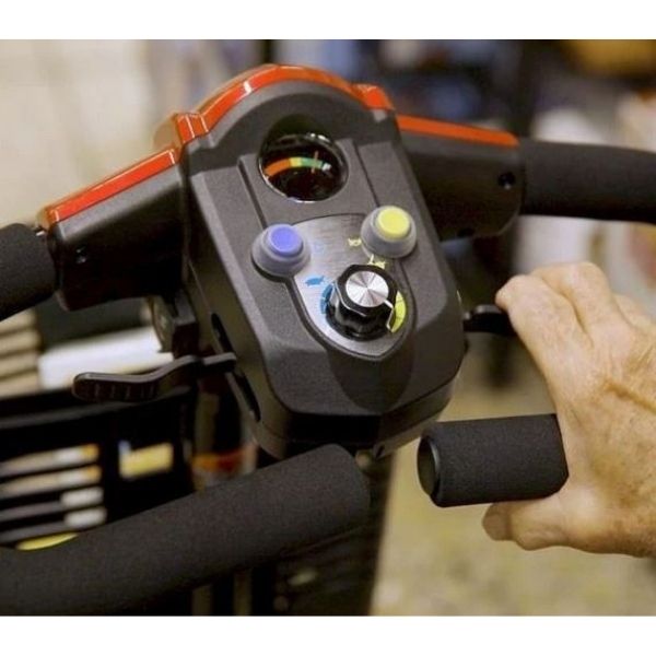 EV Rider City Cruzer 4 Wheel Mobility Scooter Red Delta Tiller View