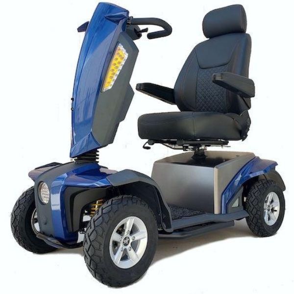 EV Rider Express Mobility Scooter Blue Front Left Side View