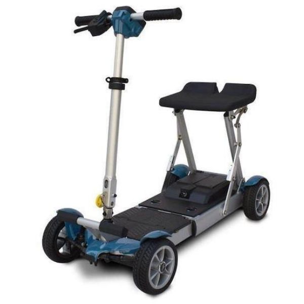 EV Rider Gypsy Ultralight Folding Mobility Scooter Blue Front Left Side View