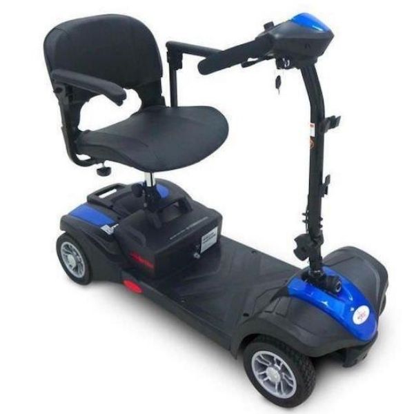 EV Rider Mini Rider Lite 4 Wheel Mobility Scooter Bllue Front Right Side View