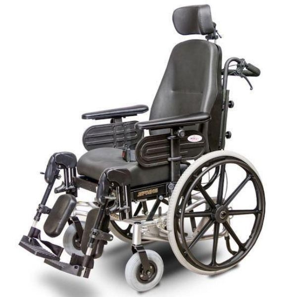 EV Rider Spring HW1 Manual Wheel Chair Black Front Left Side View