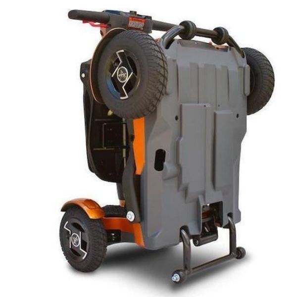 EV Rider Teqno S26 Auto Folding Mobility Scooter Orange Folded View