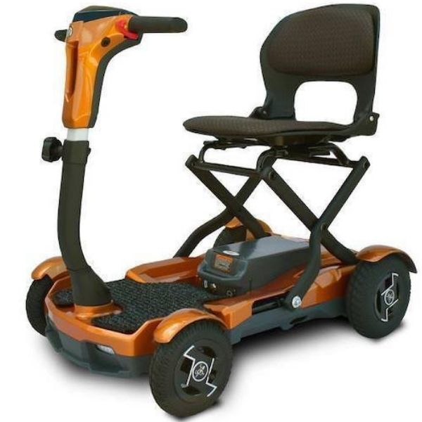 EV Rider Teqno S26 Auto Folding Mobility Scooter Orange Front Left View