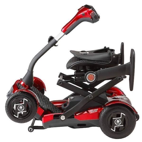 EV Rider Teqno S26 Auto Folding Mobility Scooter  Red Folded View