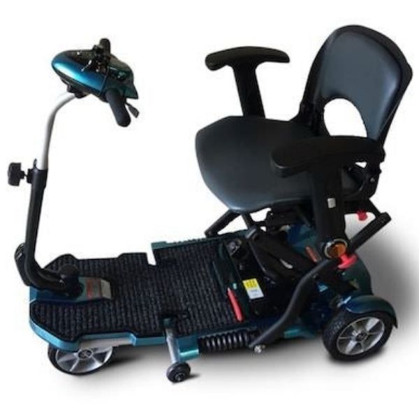 EV Rider Transport Plus Folding Mobility Scooter Blue Left Side View