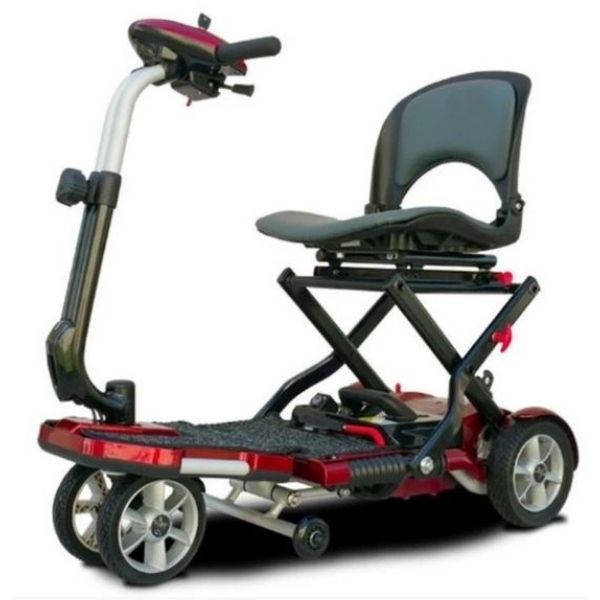 EV Rider Transport Plus Folding Mobility Scooter Red Front Right Side View