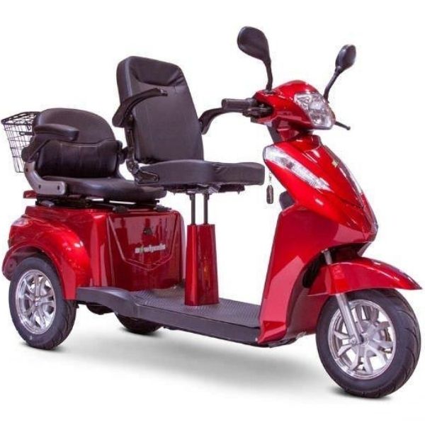 EWheels EW-66 2-Passenger Heavy-Duty Scooter Red Front Right Side View