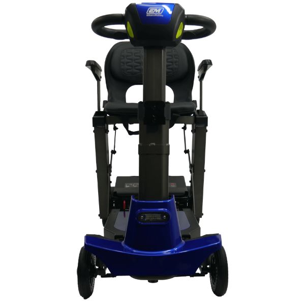 Enhance Mobility MOJO Automatic Folding Scooter Blue Front without Basket  View