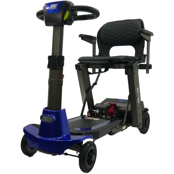 Enhance Mobility MOJO Automatic Folding Scooter Blue Left Front Side   View
